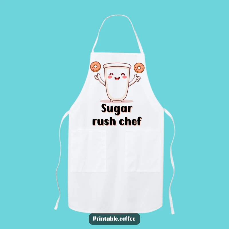 Funny Coffee Juggler Apron: Smiling Cup with Donuts, Hilarious Baking Gift