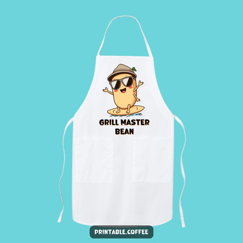 Funny Surfing Coffee Bean Apron for Beachy Kitchen Fun