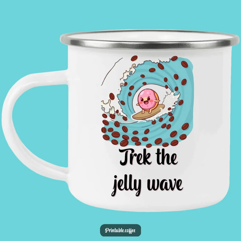 Funny Donut Coffee Wave Camping Mug Hilarious Outdoor Coffee Companion Gift