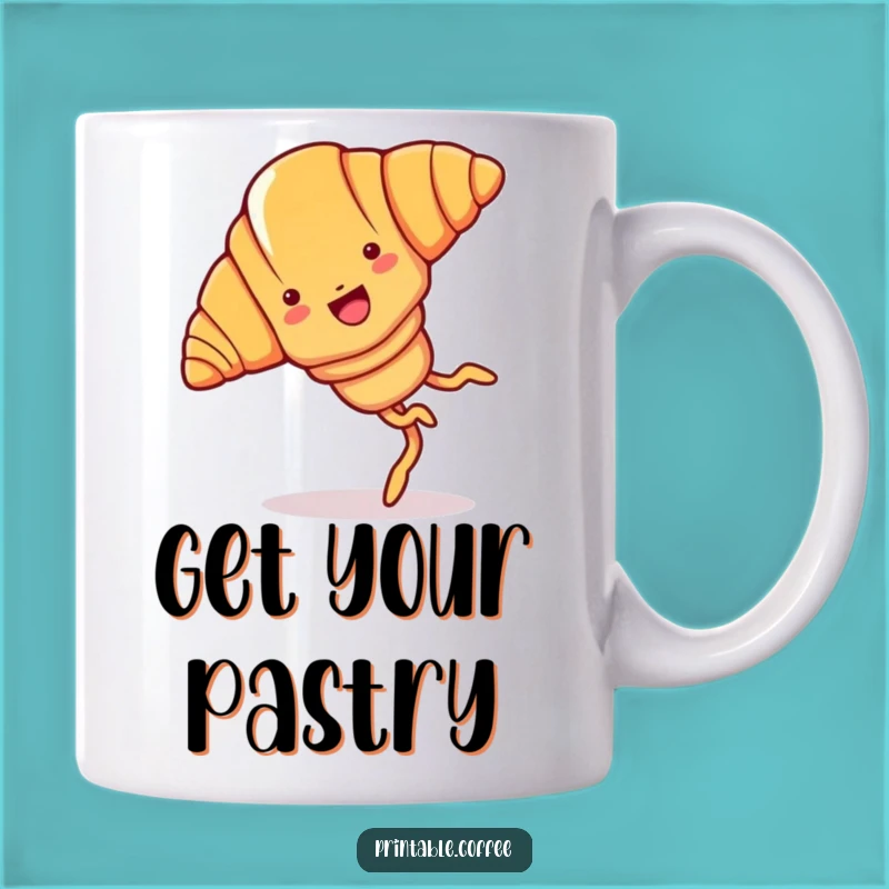 Funny Croissant Cartwheel Mug: Joyful Pastry Doing Cartwheel, Perfect Breakfast Gift