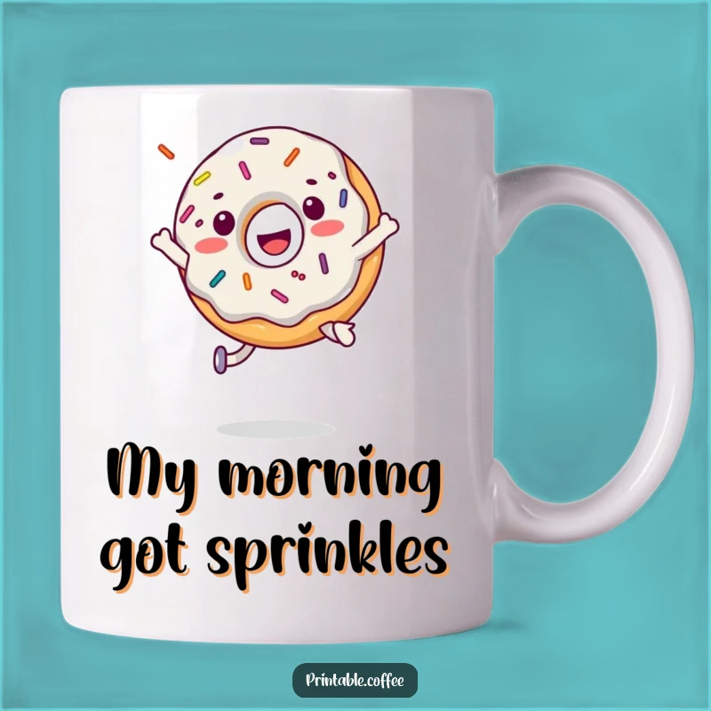 Funny Donut Jump Mug: Cheerful Sprinkled Treat, Perfect Funny Gift for Dessert Lovers