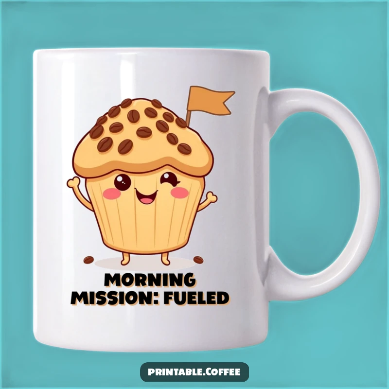 Funny Muffin Coffee Bean Flag Mug: A Cheerful Character Perfect for Coffee Lovers Gift