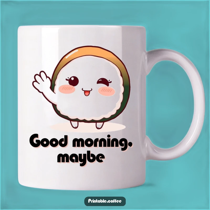 Funny Sushi Wave Mug: Blushing Character Gift, Shy Foodie Coffee Cup