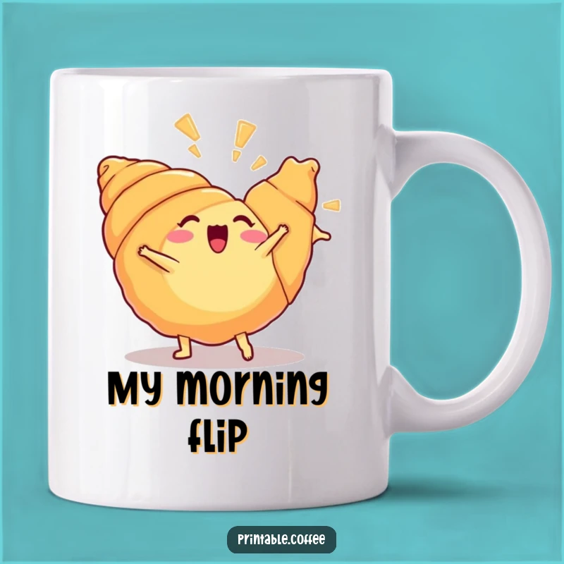 Funny Croissant Cartwheel Mug A Hilarious Pastry Gift For Coffee Lovers