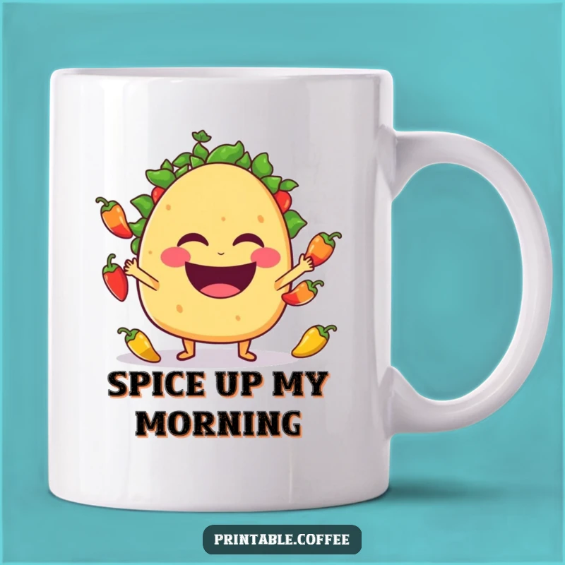 Funny Taco Juggling Mug: Laughing Fiesta Character, Perfect Funny Gift for Foodies