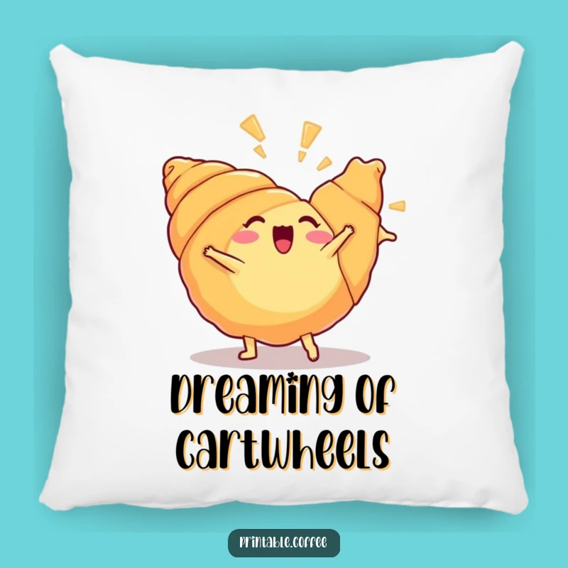 Funny Croissant Cartwheel Pillow Adorable Hilarious Pastry Accent For Your Couch