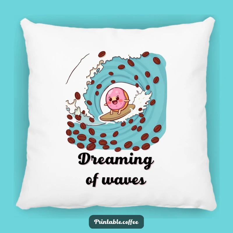 Funny Donut Coffee Wave Pillow Adorable Hilarious Pastry Accent For Your Couch
