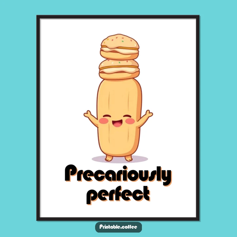 Funny Baguette Pastry Stack Digital Art Hilarious Bread Wall Decor Downloadable