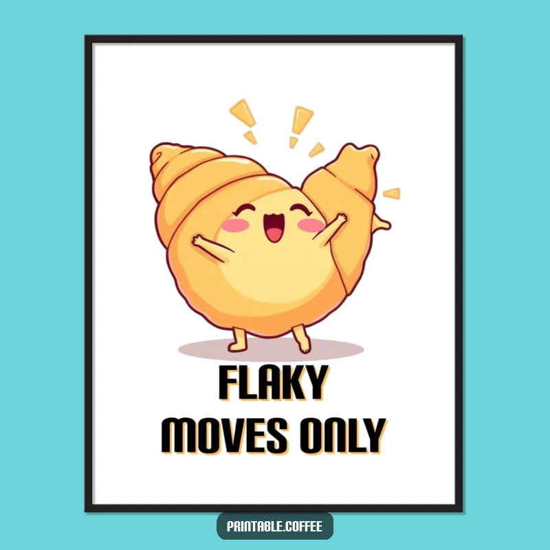 Funny Croissant Cartwheel Digital Art Hilarious Pastry Wall Decor Downloadable Art