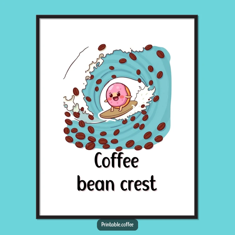 Funny Donut Coffee Wave Digital Art Hilarious Coffee Wall Decor Downloadable Art