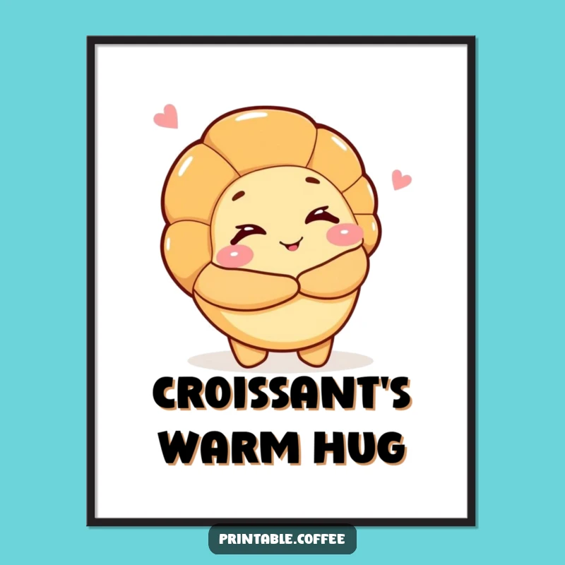 Funny Hugging Croissant Digital Art: Instant Warmth Download