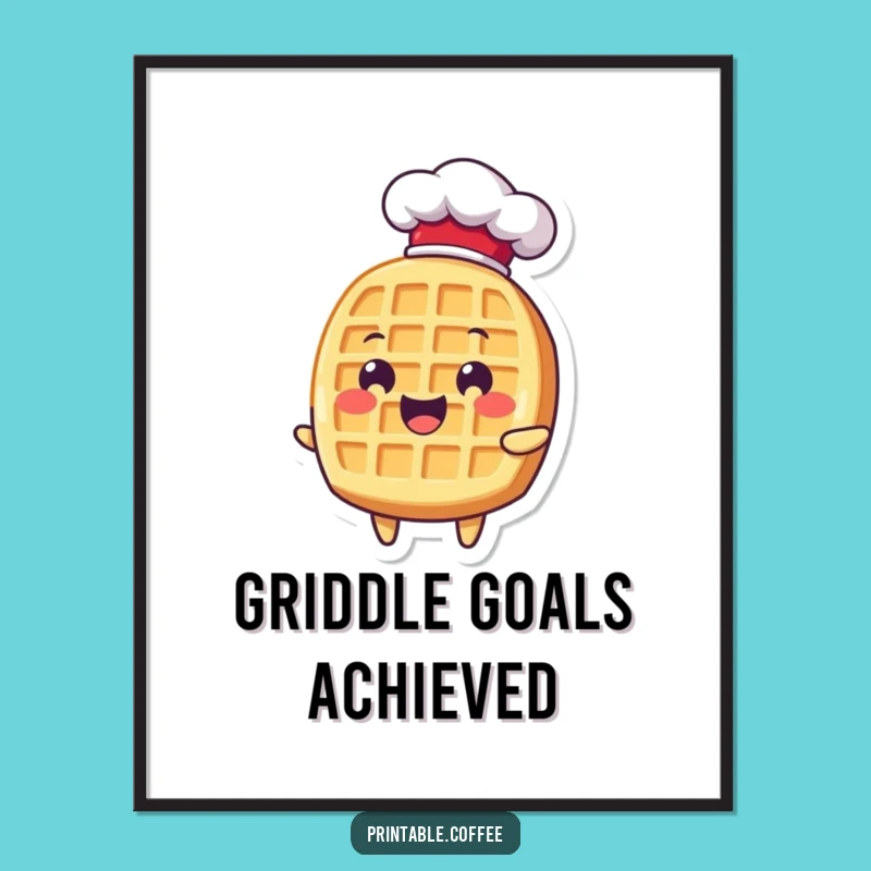 Funny Waffle Chef Hat Digital Print: Delightful Wall Art for Foodies