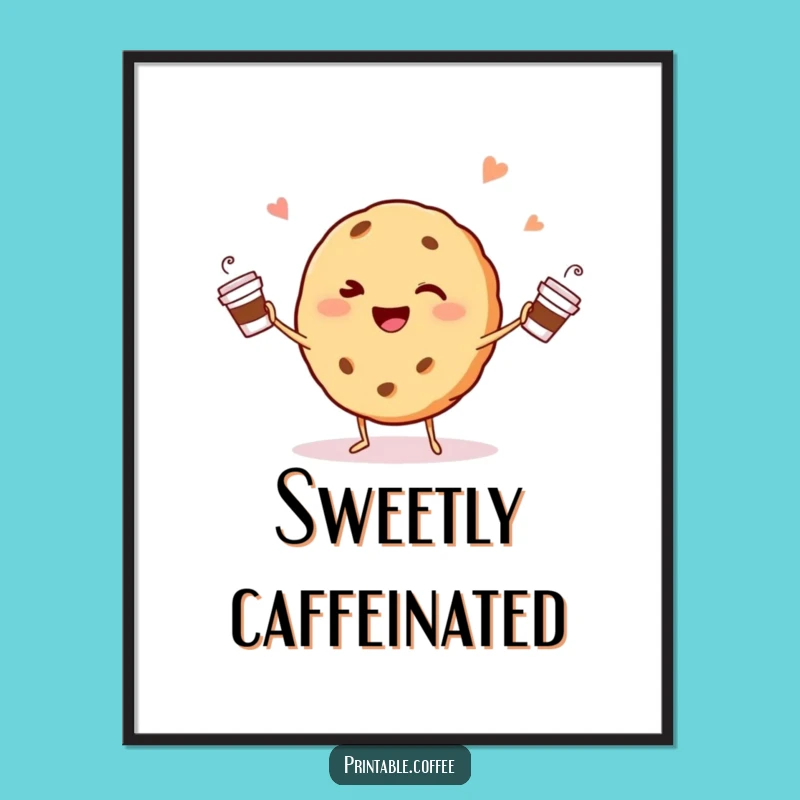 Funny Winking Cookie Digital Print: Instant Juggling Coffee Art Gift