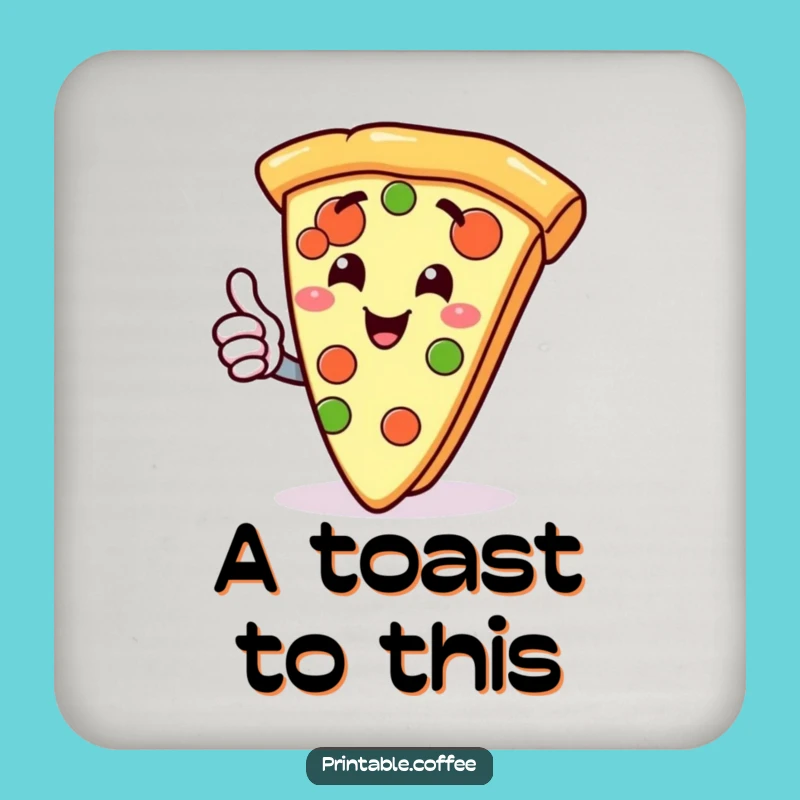 Funny Pizza Slice Thumbs Up Coaster: Gleeful Foodie Drink Protector, Gift Set