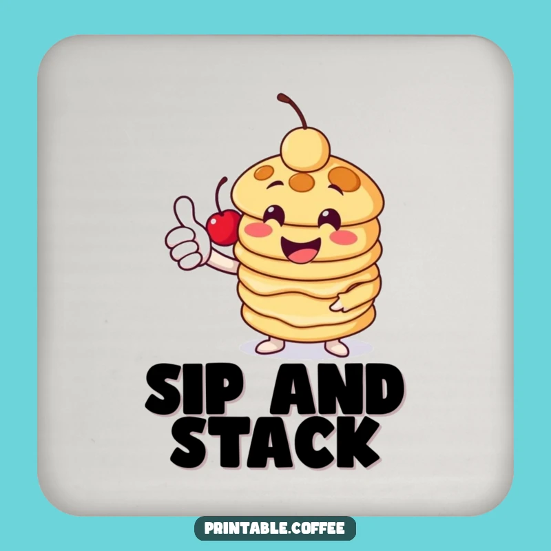 Funny Pancake Thumbs-Up Coaster: Cheerful Stack Character - Protect Surfaces with Hilarious Flair Gift