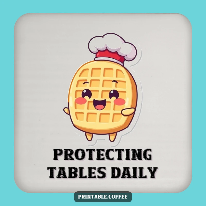 Funny Waffle Chef Hat Coaster: Delightful Protection and Humor