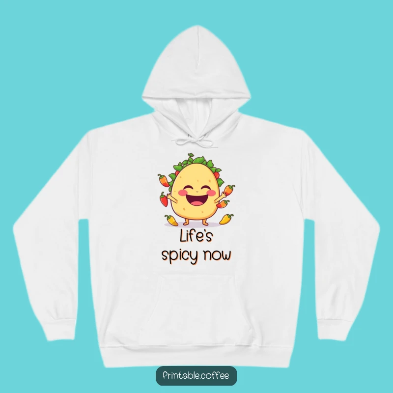 Funny Taco Juggling Hoodie: Cozy Laughing Fiesta Character, Warm Funny Gift
