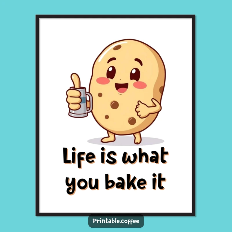 Fun Free Printable Wall Art: Cookie Coffee Pot Thumbs Up Downloadable Decor