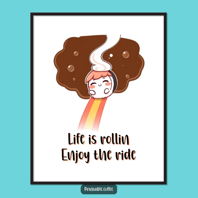 Funny Free Printable Wall Art: Sushi Coffee Rainbow, Downloadable Quirky Decor