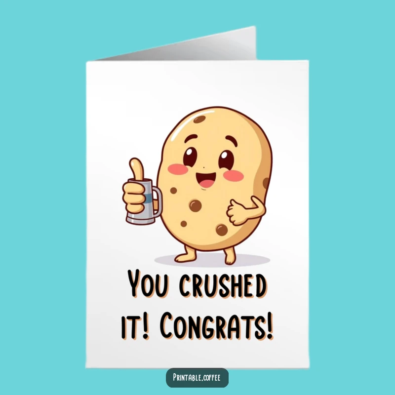 Free Printable Congrats Card: Awesome Cookie Coffee Pot Thumbs Up Funny Downloadable