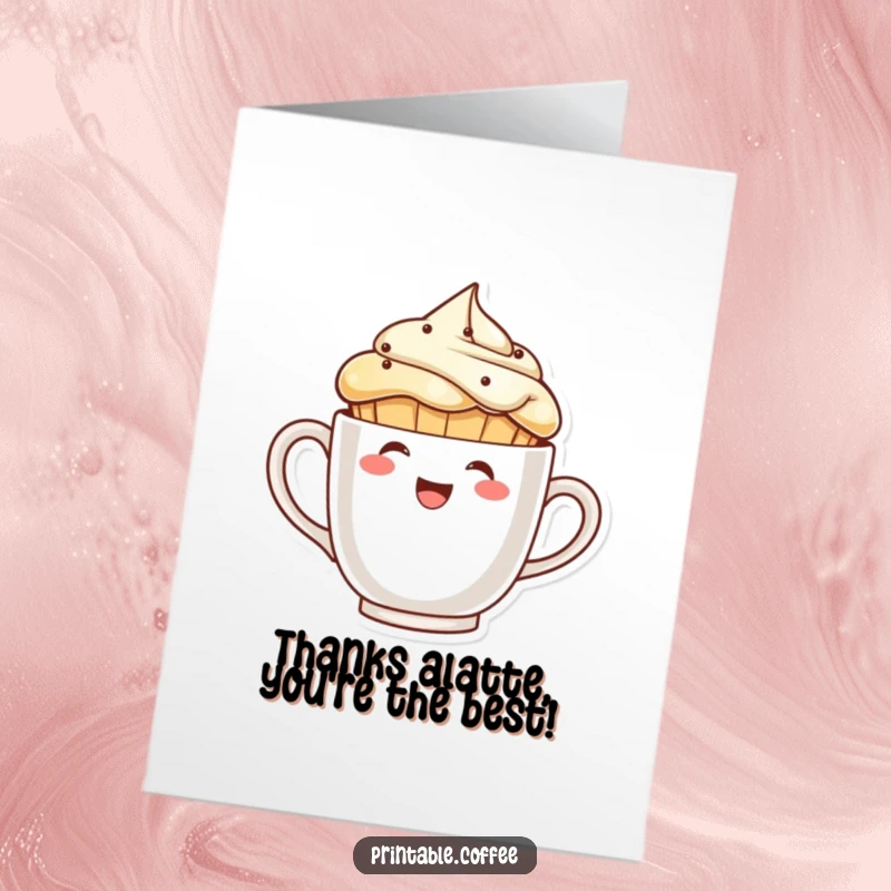 Free Printable Thank You Card: A laughing muffin character peeks out, offering thanks.