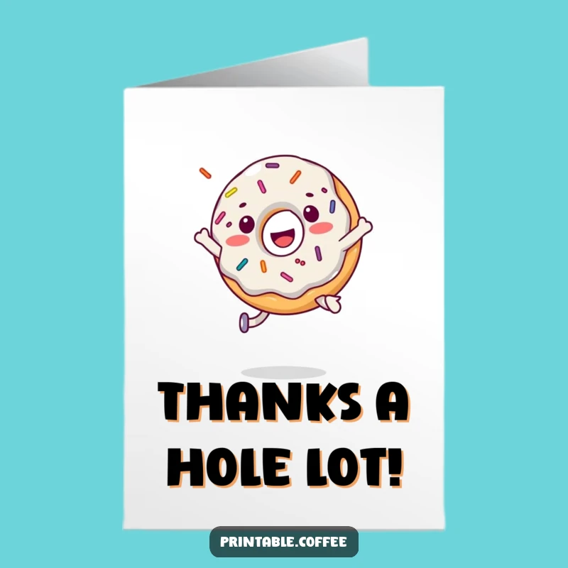 Free Printable Thank You Donut Card: Playful Jump Design for a Funny Downloadable Gift
