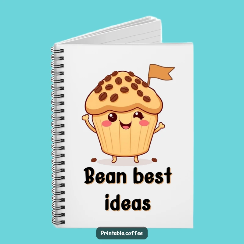Funny Muffin Notebook: Jot Down Ideas with a Happy Character Waving Coffee Bean Flag Gift