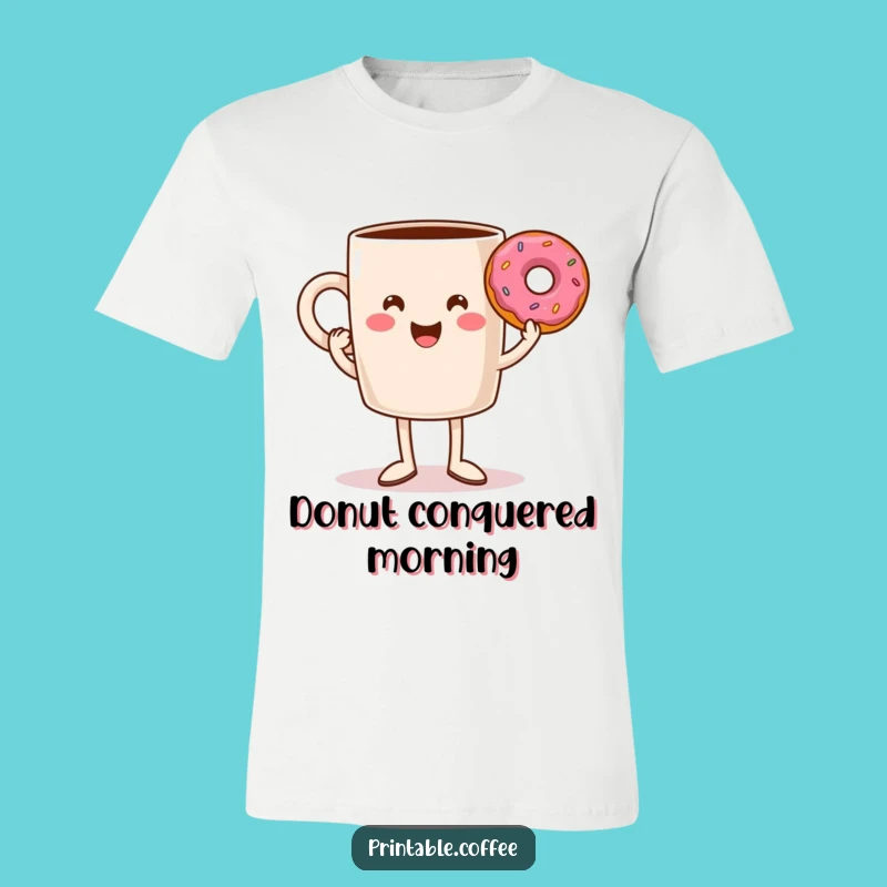 Funny Coffee Mug Legs Donut T-Shirt - Hilarious Breakfast Celebration Tee