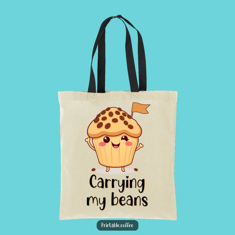 Funny Muffin Tote Bag: Carry Your Goods with a Happy Bean Flag Character Gift