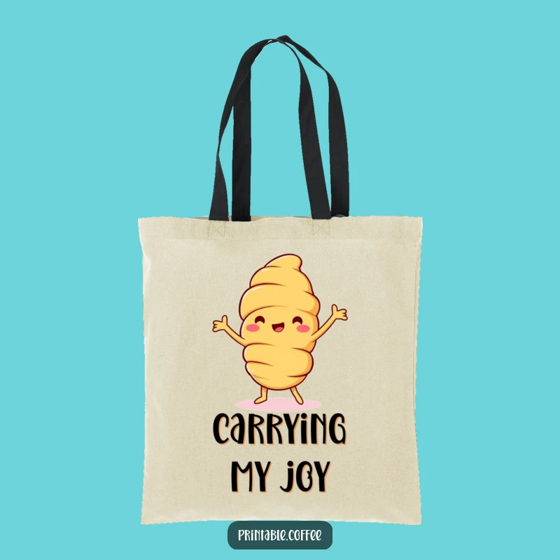 Funny Croissant Dance Tote Bag: Jolly Pastry Character's Happy Dance - Practical & Hilarious Carry-All Gift