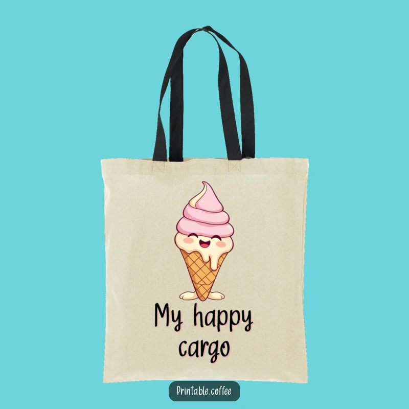 Funny Giggling Ice Cream Cone Tote Bag: Mirthful Treat Bag, Practical Gift